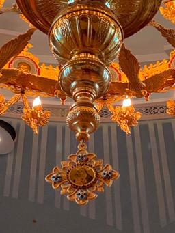 5 Tiered Grand Gilded Chandelier with Icons and Angels - SEE PICTURES!