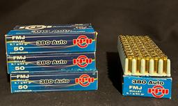 4 X Boxes of 380 Auto FMJ 94 Grain Bullets