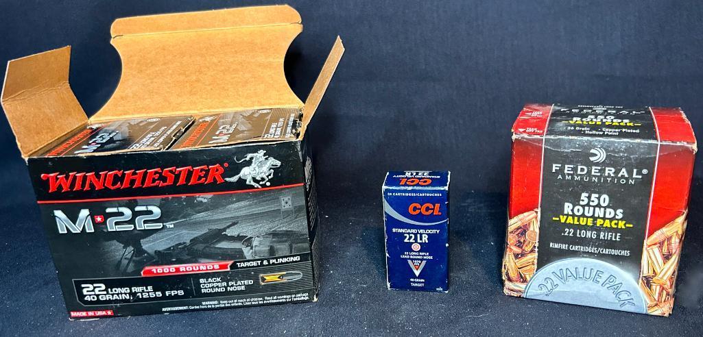 3 X Boxes of Winchester, CCI and Federal Ammunition 22 Bullets - Approximately 1600 Rounds