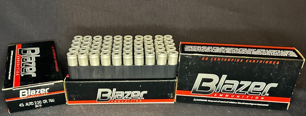 4 X Boxes of Blazer Ammunition 45 Auto 230 Grain FMJ Bullets