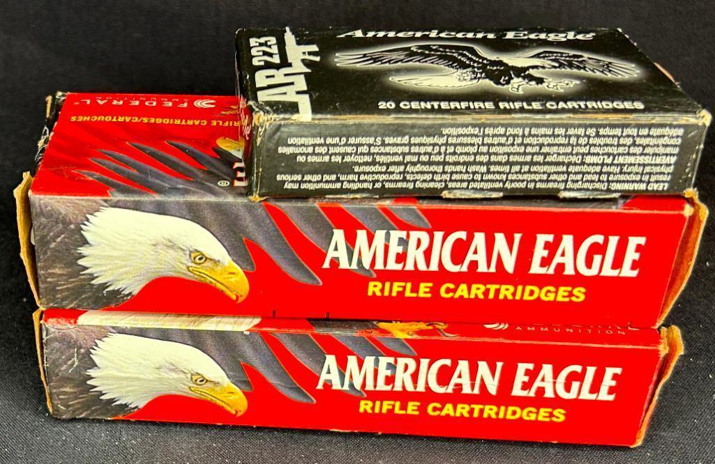 3 X Boxes of American Eagle 223 Remington FMJ Centerfire Rifle Cartridges