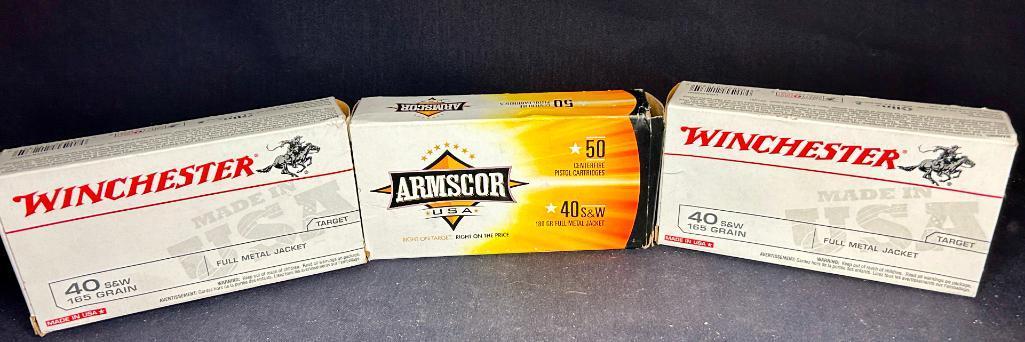 3 X Boxes of Armscor...and Winchester 40 S&W FMJ Cartridges
