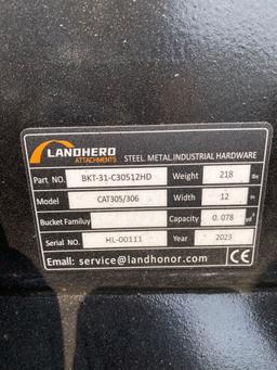 New LandHero Co 12in Mini Excavator Bucket-Fits Cat 305/306 Mini Excavator-Model BKT-31-C30512HD