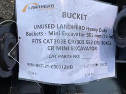 New LandHero Co 12in Mini Excavator Bucket-Fits Cat 303ECR/303.5E2CR/304E2CR Mini Excavator- Model