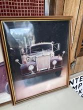 Framed 22in x 18in Vintage Mack Truck Picture