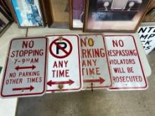 (4) Assorted Lot/Parking Signs