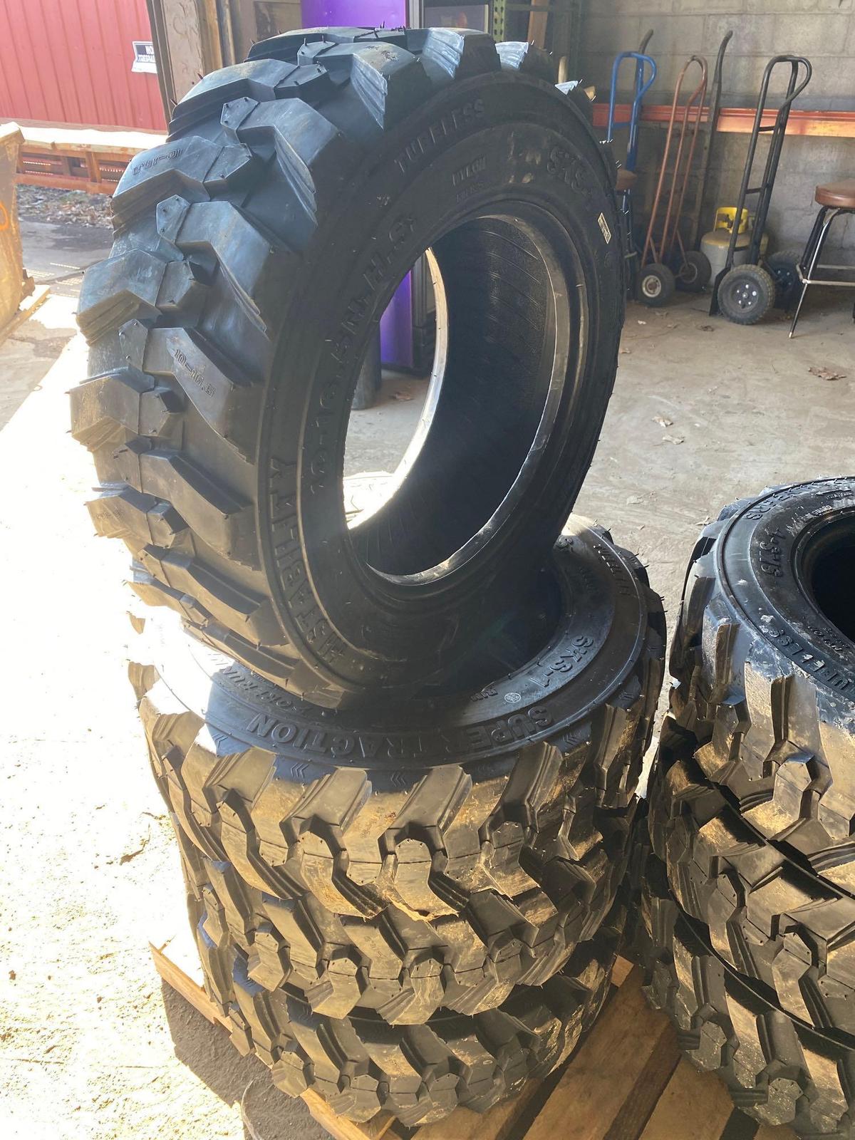 (4) New Forerunner Tubeless 10-16.5 Skidloader Tires