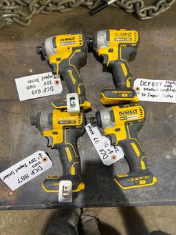 (4) Dewalt 1/4" 20v Cordless Impact Drivers