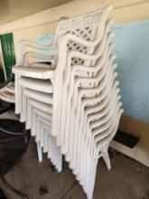 (12) Heavy Duty Lawncare Platic Patio Chairs (located off-site, please read description)