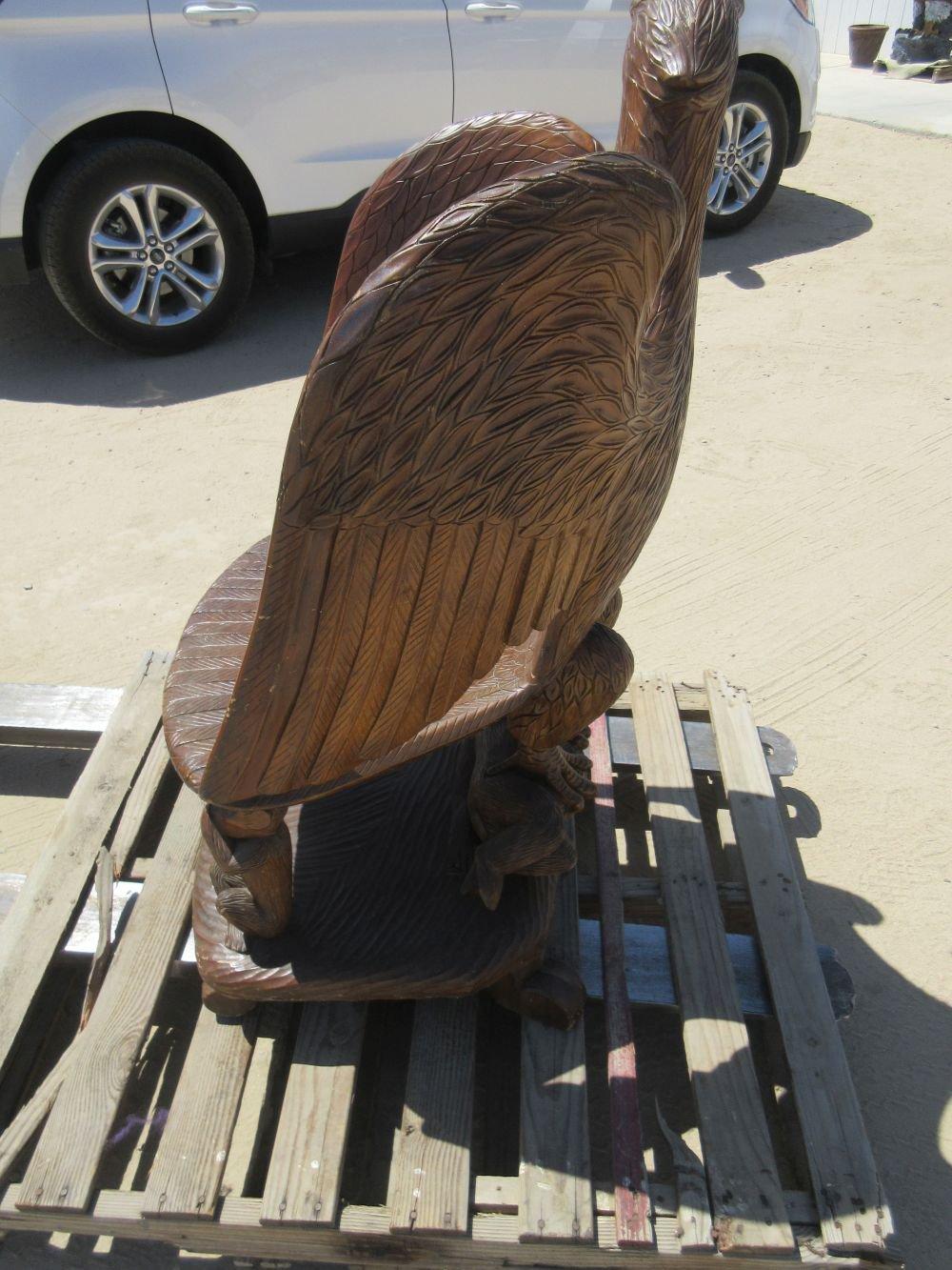 Hand Carved Eagle Chair w/Monkeys