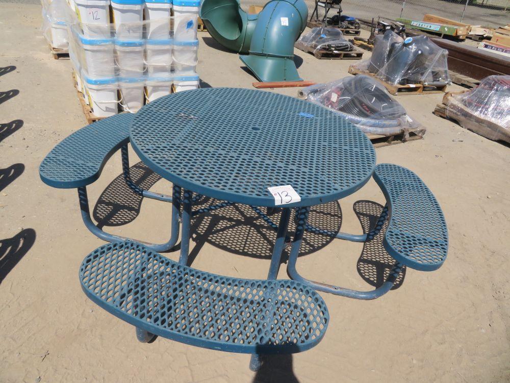 Blue Round Table w/ Benches