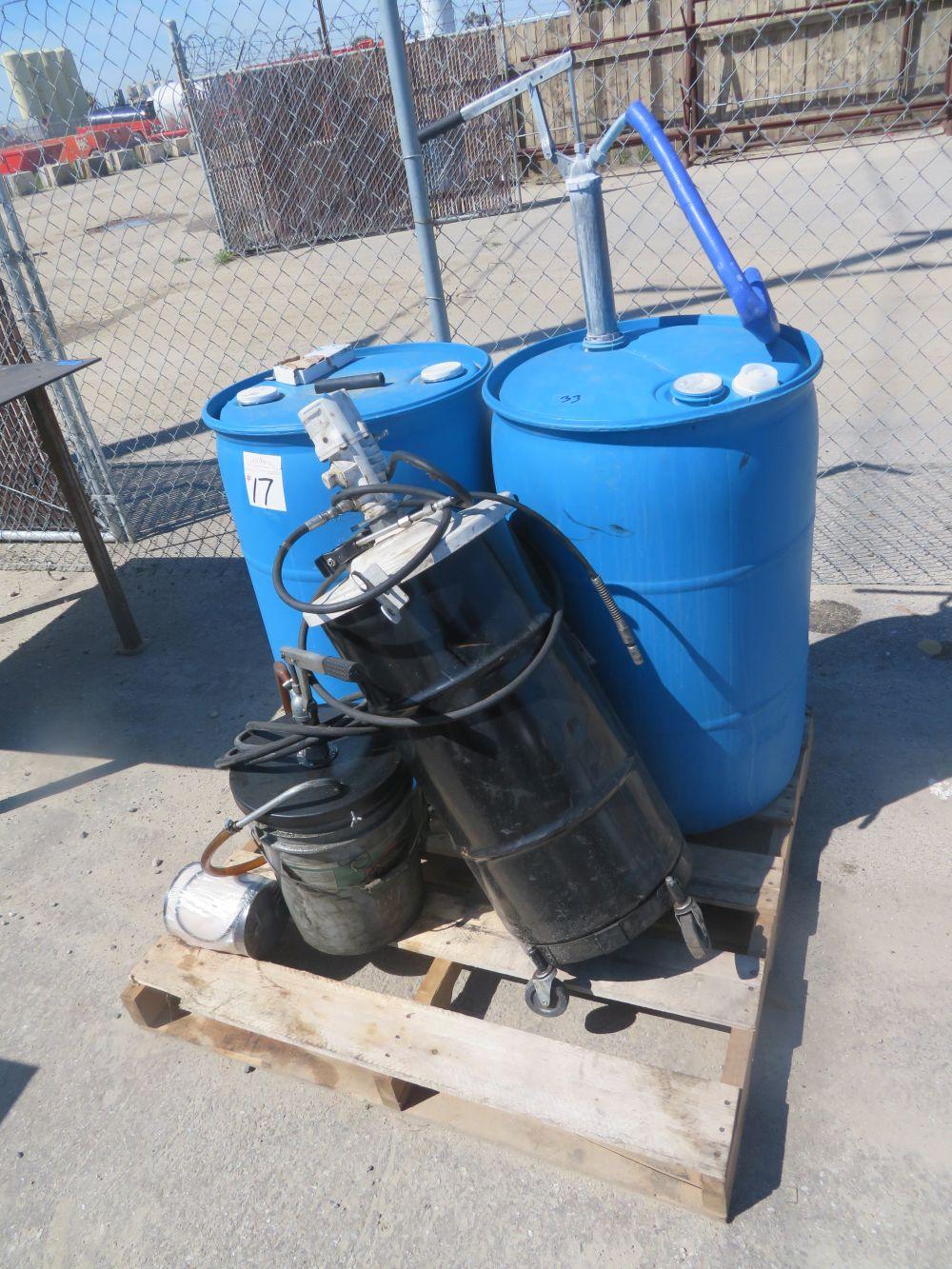 (2) Barrels w/Super Clean, Grease Barrel w/Pump