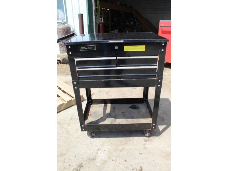 T&E Rolling Tool Cart w/3 Drwrs. & Hinged Lid