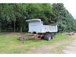 15’ Gravel Trailer w/Tandem Axles & Hoist.