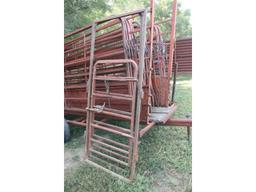Portable Corral w/14 11 Ft. Panels on Loading Chute Trailer
