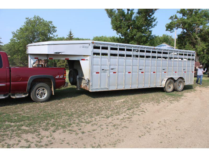 2010 Titan 7 Ft.x24 Ft. Steel GN Livestock Trailer w/2 Divide Gates - VG Cond.