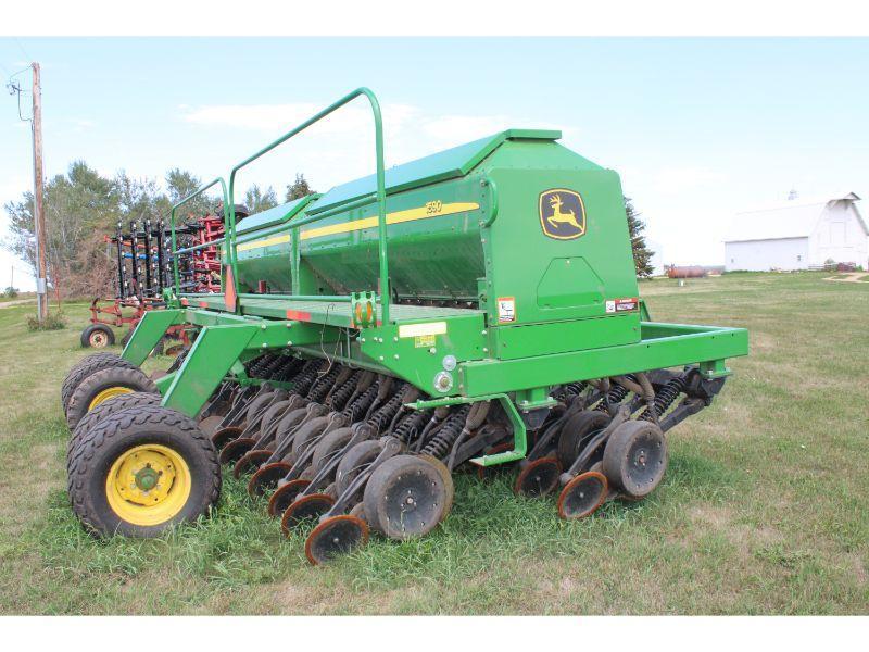 JD 1590 20 Ft. Grain Drill w/Fert., 2 Pt Hookup - SN: 1N01590XCF0760249 & N0GD020760059 - VG