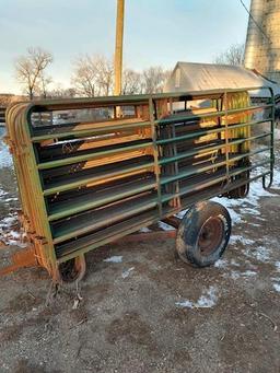 15 Rural Mfg. Corral Panels on HM Cart, 13 - 10 Ft. & 2 - 12 Ft.