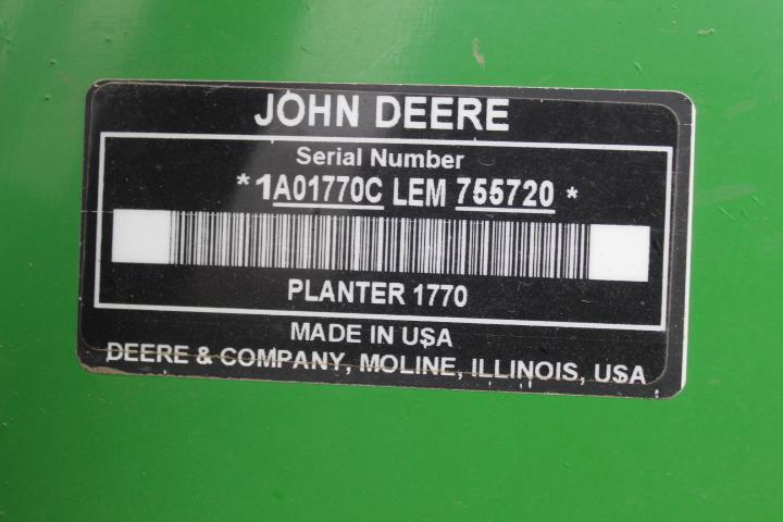 JD 1770NT 24R30 Planter w/ CCS Seed Del. System, One Owner, SN: 1A1770CLEM755720 (2014)