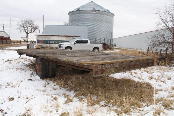 HM 9 Ft.x22 1/2 Ft. Flatbed Hay Trailer made from Truck Frame - No Title