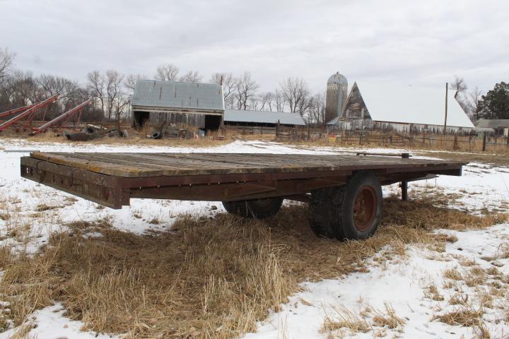 HM 9 Ft.x22 1/2 Ft. Flatbed Hay Trailer made from Truck Frame - No Title