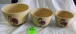 Watt 9 In., 7 In., 6 In., Rooster Print Bowls