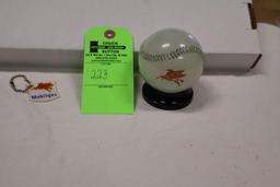 Mobil Baseball Bank & Mobilgas Keychain,Scheppmann Chevrolet, Jasper, MN Phone 3