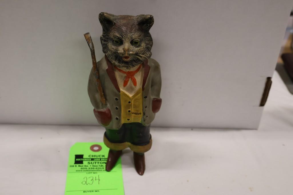 RARE Standing Cat inkwell w/head that tilts back to access Inkwell