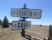 Madison Embossed Street Signs w/ Cast Iron Holder ( SE 4th St. & S. Grant Ave.)