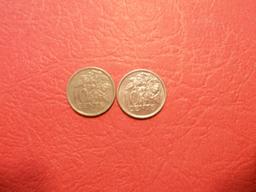 Lot of 2, Trinidad and Tobago, 10 Cents, 1977 and 1990
