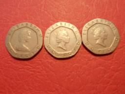 Lot of 3, 20 Pence, 1982-1989