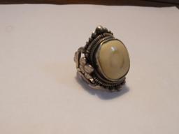 Vintage Silver and Ivory Ring