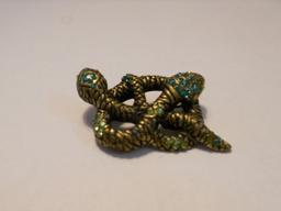 Vintage Double Head Rhinestone Snakes Brooch