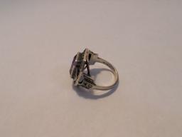 Vintage Amethyst Glass Sterling Ring