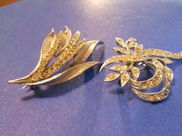 Lot of 2 Vintage Rhinestone Brooches