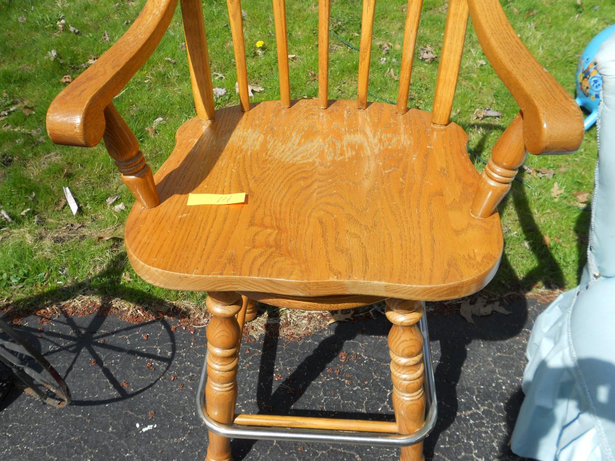 Vintage Wood Swivel Barstool