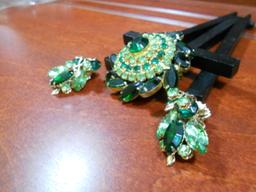 Vintage Rhinestone Brooch and Earrings Set