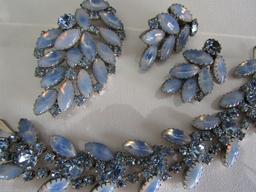 Vintage Sky Blue Moonstone Rhinestone Set