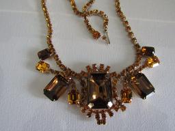 Vintage Highend Amber Rhinestone Necklace