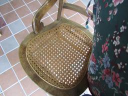 Vintage Wood Chair, Cained Seat