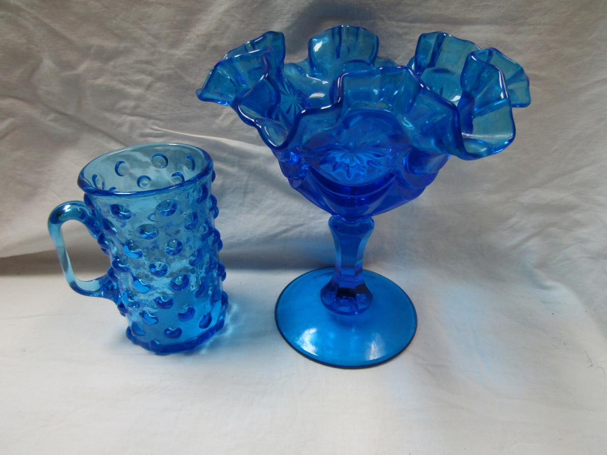 Lot of 2 Blue Glass