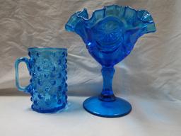 Lot of 2 Blue Glass