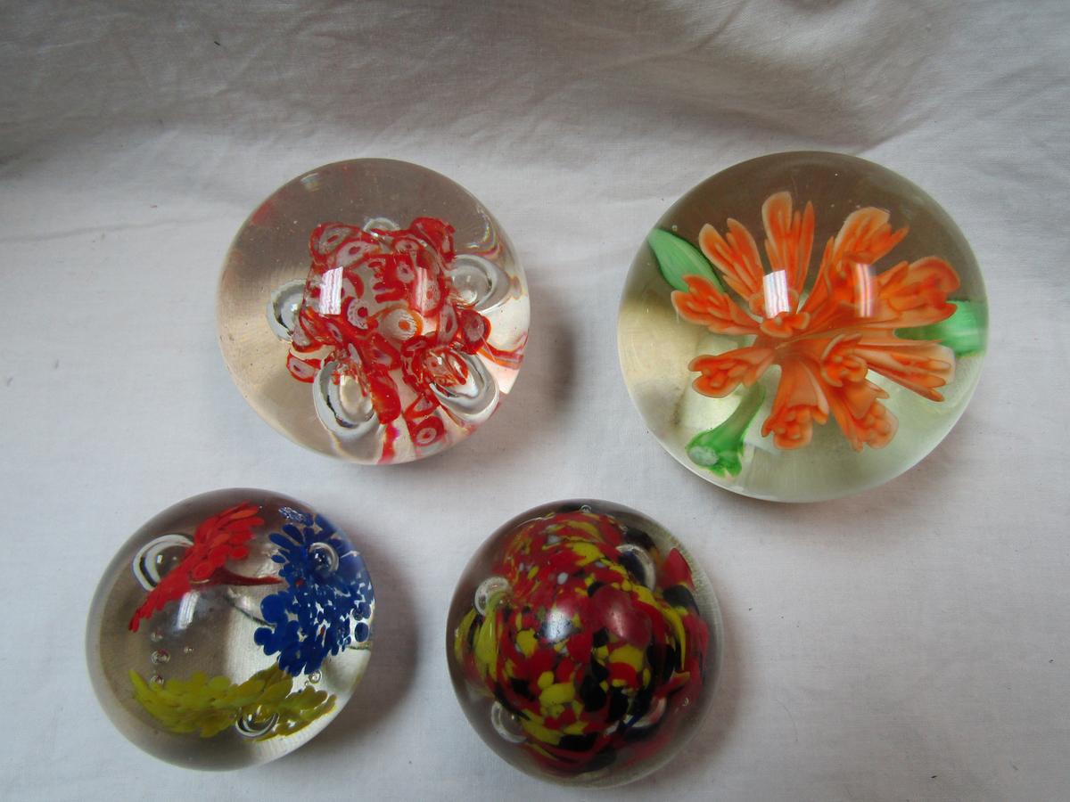 Lot of 4 Glass Paper Weights