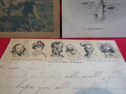 Antique Lot of 3 Postcards, Signed