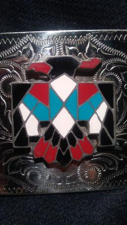 Native American "Navajo" Belt Buckle 4" x 2 3/4"