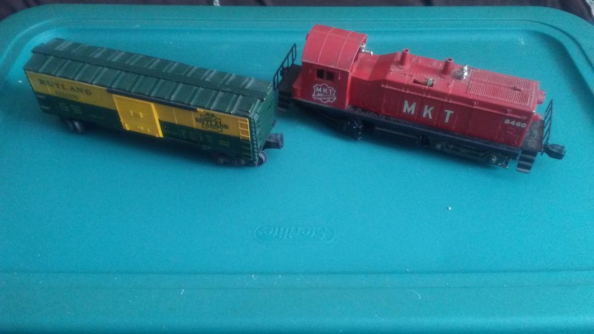 Lionel MKT Red Engine 8010-11 and Lionel Rutland Boxcar