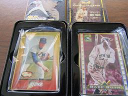 Copperstown Collection Embossed Metal Cards, Nolan Ryan and Babe Ruth, in Tin Container