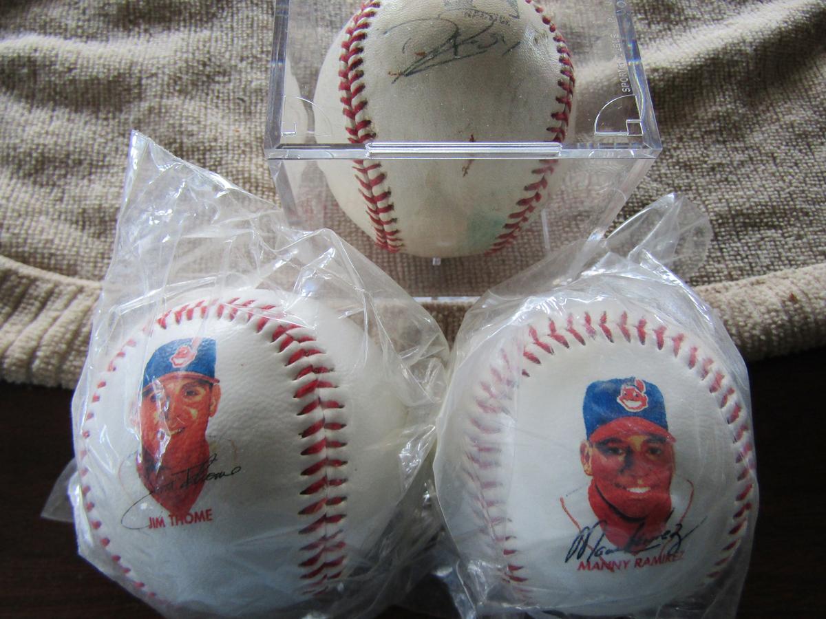 Lot of 3, Baseball Display Cube with Ball, Jim Thome, Manny Ramirez