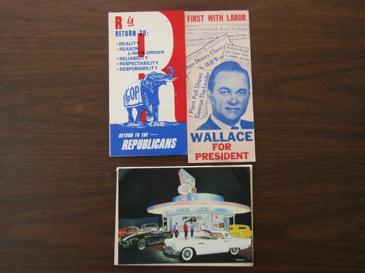 Lot of 3 Publications, Return to the Republicans, Wallace for President, Dolly's Dinner Post card