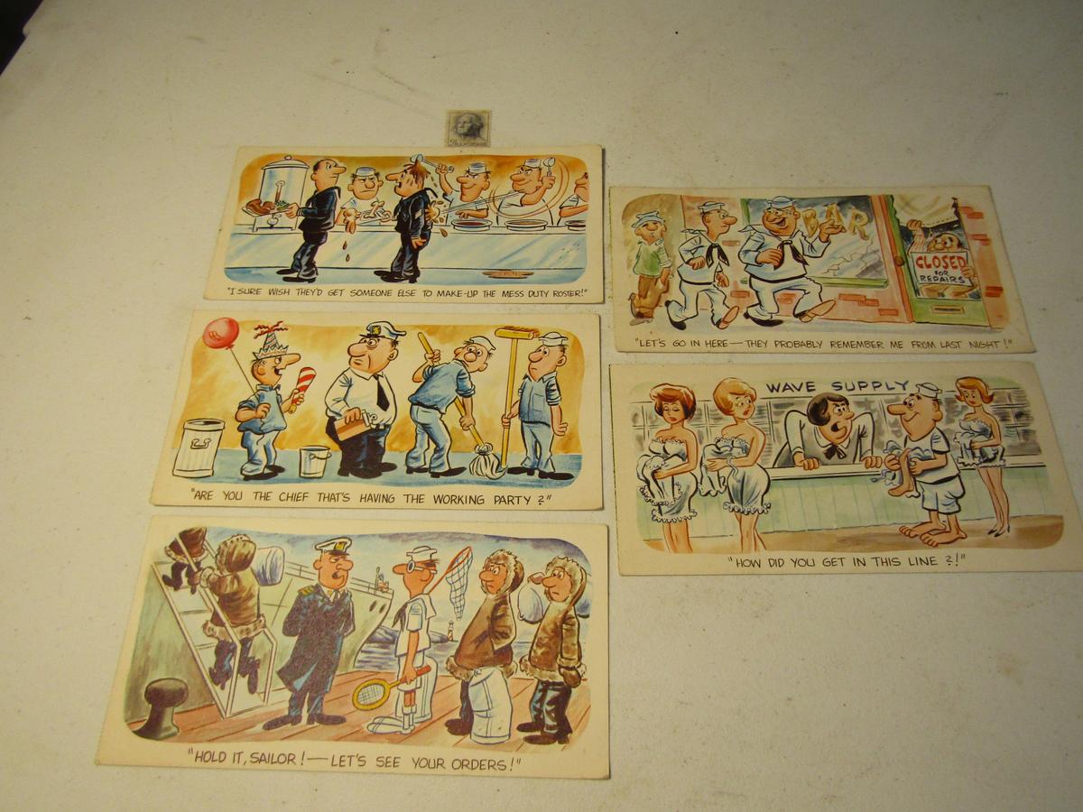 Vintage Postcards and 5 cent Stamp
